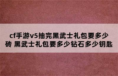 cf手游v5抽完黑武士礼包要多少砖 黑武士礼包要多少钻石多少钥匙